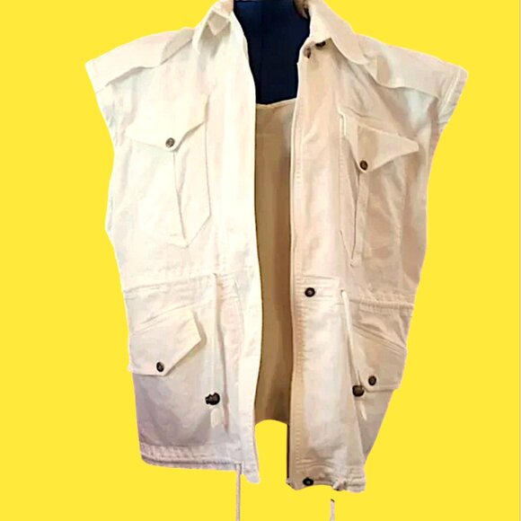 PIA RUCCI Vintage 80's Denim Safari 2-in-1 Jacket / Vest - Picture 5 of 8